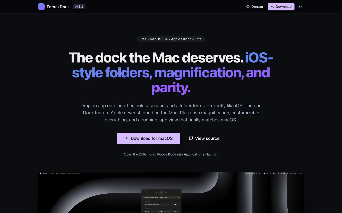 Screenshot of Focus: Dock
